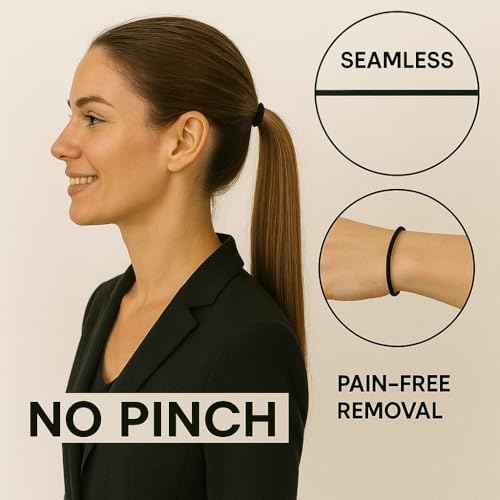 Black Hair Ties for Thick Hair ? 30-Pack, 4mm Nylon Elastic, No Metal, No Damage ? Perfect for Curly, Straight, Short & Long Hair