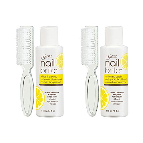 Gena Nail Whitening Scrub with Brush - Lemon Scent (4 oz, 2-Pack)