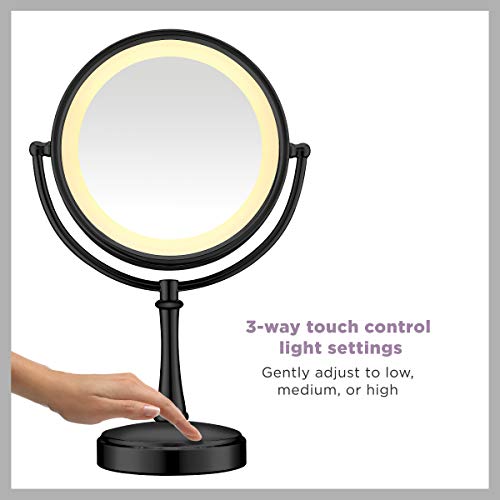 Conair 3-Way Touch Control Lighted Makeup Mirror 1x/7x Magnification, Matte Black