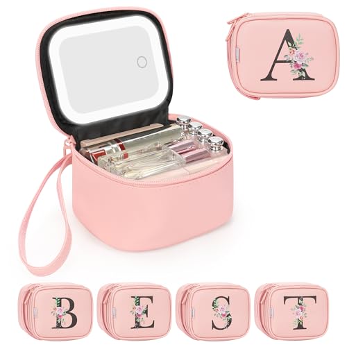 Personalized LED Makeup Bag with Mirror & Wrist Strap
