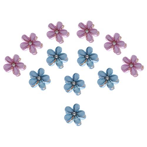 Aysekone 12 Pieces Mini Hair Claw Clips Flower Hair Clips Mini Hair Clips Daisy Hair Clips Flower Clips Barrettes Small Hair Clips Hair Accessories for Women Girls,Blue and Purple