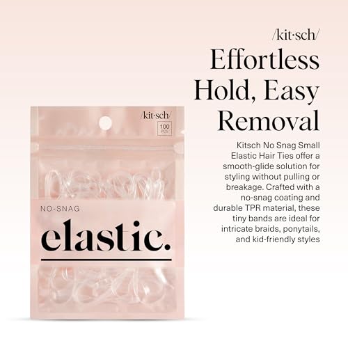 Kitsch Clear No-Snag Elastic Hair Ties - 500 Pack Gentle Rubber Bands