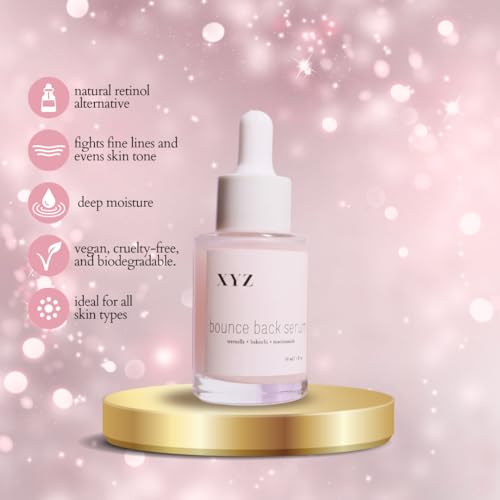 Bounce Back Face Serum with Retinol-Alternative Bakuchiol - Soothe, Hydrate, and Brighten Skin with Bakuchiol, Tremella Mushroom, and Niacinamide - 1fl oz (30mL)