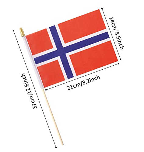 25 Pack Mini Norway Flags - 5x8 Inch Handheld Stick Flags