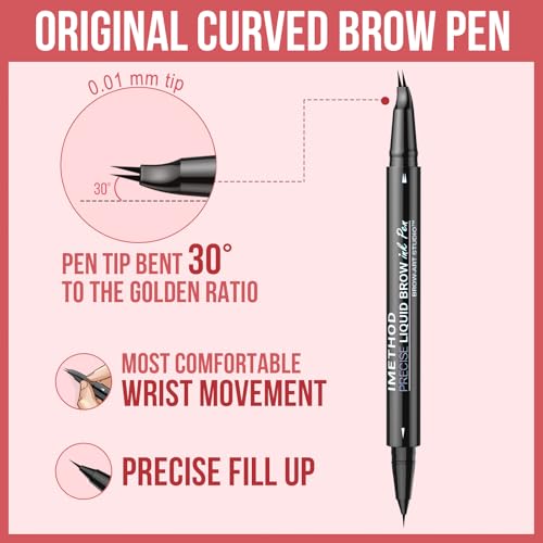 iMethod Curved Eyebrow Pen - Dual-Tip Microblading Brow Pencil Dark Brown
