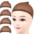 Nylon Wig Cap - Dark Brown Stocking Cap for Women, 4 Pack, Stretchy & Washable