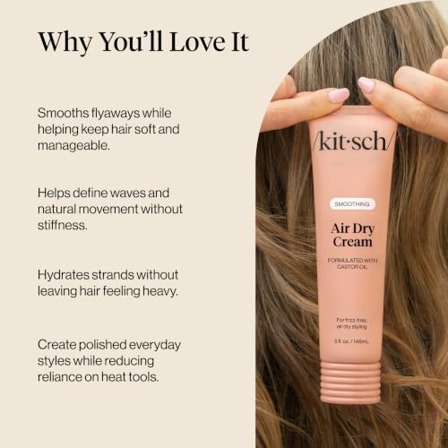 Kitsch Smoothing Air Dry Hair Cream - Frizz Control Styling Cream, 5 oz
