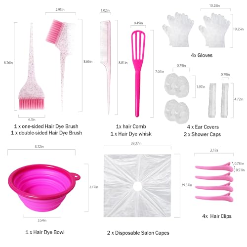 21 Pcs Pink Hair Dye Kit - Professional Salon Tools