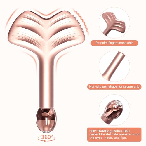 Stainless Steel Gua Sha & Face Rollers - Metal Roller for Eyes & Neck, Anti-Aging Facial Massage Tools, Gua Sha Facial Tool Kit (Leaf Shape)