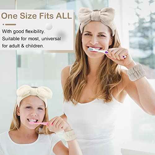 WHAVEL 6PCS Spa Headband and Wristbands Set, Face Wash Headband Wrist Bands for Washing Face Makeup Skincare Hair Band Skin Care Accessories Tools