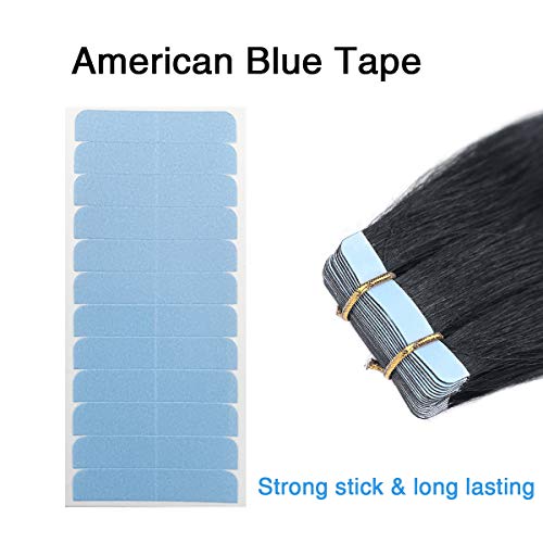 SUYYA 120 Pieces Hair Extension Tape Tabs Double Sided Extension Tapes for Replacement 4cm x0.8cm (Blue 120 Pieces)