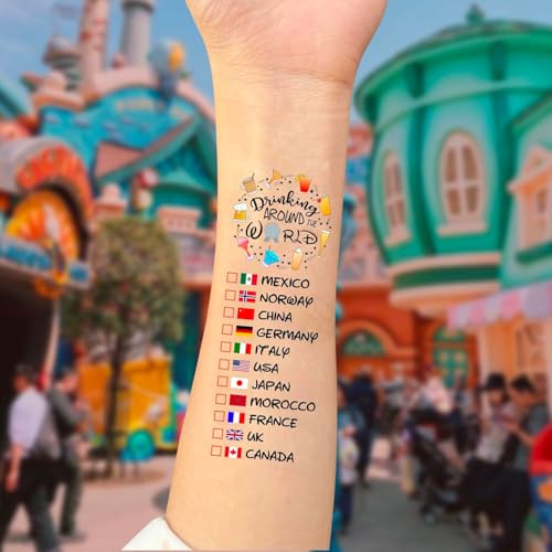Drinking Around The World - Pack Of 4 Temporary Tattoo
