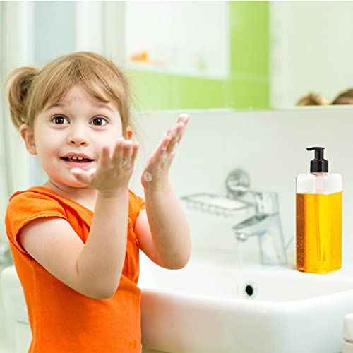 Zubebe 32 Pcs 16 oz Empty Plastic Pump Bottles Lotion Bottles with Black White Pumps Clear Square Lotion Dispenser Refillable Shampoo Container for Massage Oil Liquid Soap Face Cream Moisturizer