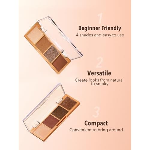 SHEGLAM Essential Eyeshadow Palette Square Eyeshadow Quad Matte, Shimmer, Metallic, Long Wearing-Veil