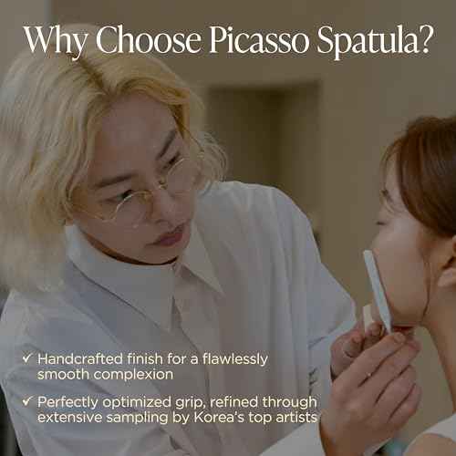 Korean Piccasso Brush Makeup Spatula + Sponge 2P Set ? Professional Makeup Tools with Precision Spatula and 2 Soft Sponges, Ideal for Blending Foundation, Cream, or Liquid Makeup