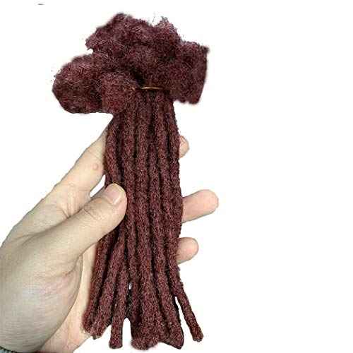 Human Hair Dreadlocks Extension Handmade Locs Small Size(diameter 0.4cm) 30 Strands/pack (8'', Red Wine #32)