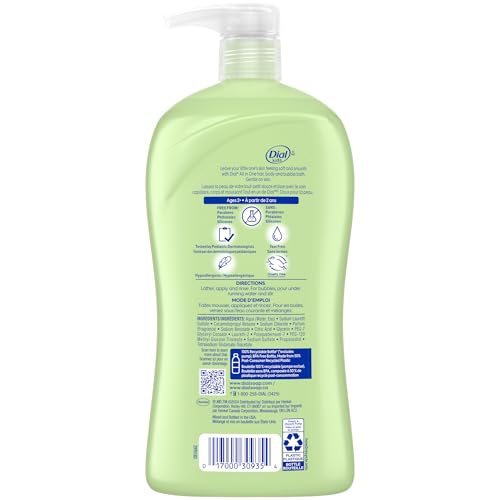 Dial Kids All-in-1 Body Wash + Hair + Bubble Bath, Melon Scent, 32 Fl Oz, Hypoallergenic Body Wash & Shampoo, No Tears Formula for Kids 2+ Years, No Parabens & Silicones