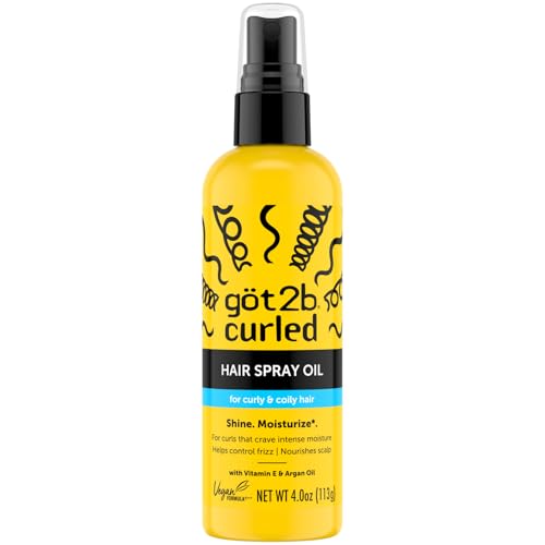 Got2b Curled Hair Spray Oil 4oz for Curl Types 3-4