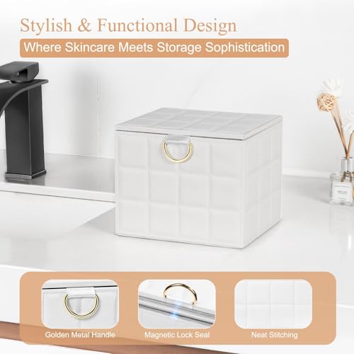 White Faux Leather Face Towel Holder Box XL