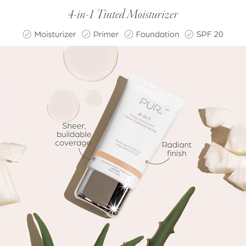 P?R MINERALS 4-in-1 Tinted Moisturizer With SPF 20 - Hydrating Face Moisturizer, Primer, & Foundation With Shea Butter, Aloe Vera & Vitamin B3 - Vegan Friendly - Free of Paraben, Gluten & BPA