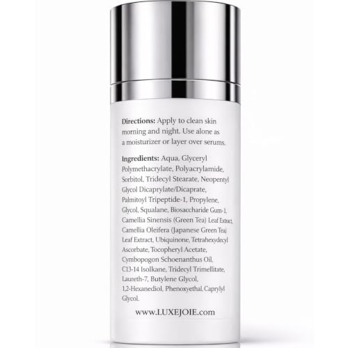 LuxeJoie Peptide Treatment Lotion, Lightweight Facial Moisturizer for Face, Neck & D?collet?, Non Greasy, Fast Absorbing, Layers Well with Serums, 1 oz