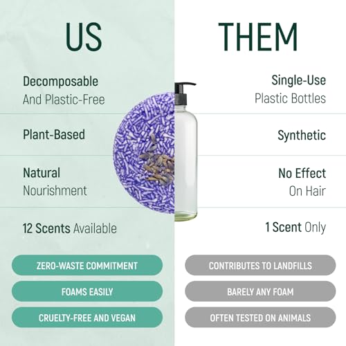 Solid Shampoo Bar And Conditioner Effect Hair Soap ? 12 Pack Natural Shampoo Bars For Hair With Plant Based Essential Oils And Eco Friendly Zero Waste Biodegradable Packaging (Lavender Pack Of 12)