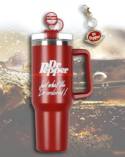 Dr Pepper 30oz Stainless Steel Tumbler with Handle & Straw