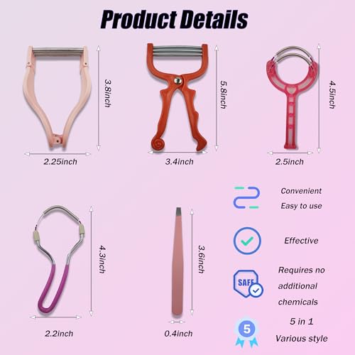 5-in-1 Facial Hair Remover Kit for Women - Spring Tweezer & Spring Hair Removal Tool