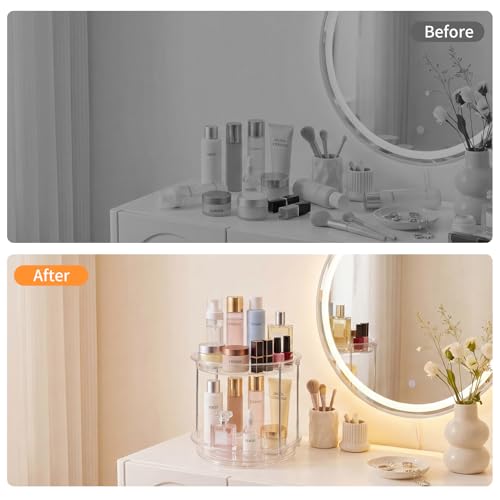 Rotating Makeup Organizer 2-Tier Vanity Tray | 360° Spinner