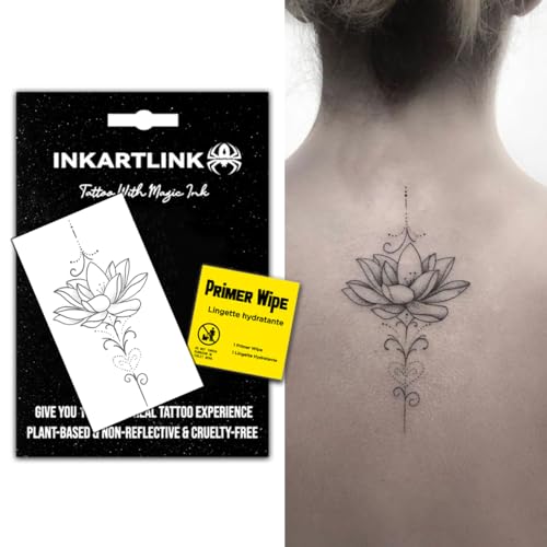 INKARTLINK Semi Permanent Tattoo, Temporary Tattoo, Party Tattoo, Beautiful and Realistic Design, Fun Tattoo Experience, Cruelty-free, Non-reflective, Waterproof (Lotus 5)