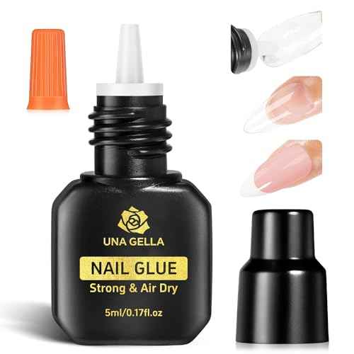UNA GELLA Quick Drying Super Nail Glue for Press On Nails, Acrylic Nails & Nail Tips No Lamp Need Press On Nails Glue Drip Use with Opener£¨5ML£© Long Lasting for DIY Nail Art