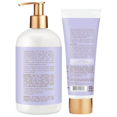 Shea Moisture Baby Care Set ? Relaxing Nighttime Shampoo & Bath Milk + Body Cream for Delicate Skin, Manuka Honey & Lavender (2 Piece Set)