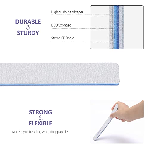 80/80 Grit Nail Files - 25 Professional Double-Sided Emery Boards for Acrylic & Gel Nails