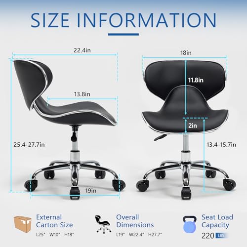 Lessmore Black Pedicure Chair - Adjustable Height Nail Tech Stool