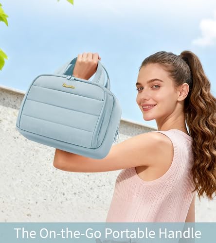 Bagstellar Light Blue Travel Toiletry Bag for Women, Large Waterproof Makeup Organizer