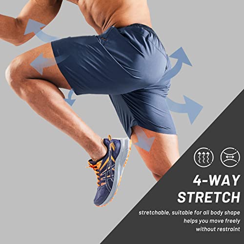 MIER Men's Quick Dry Running Shorts with Zipper Pocket Elastic Waist Athletic Workout Exercise Shorts