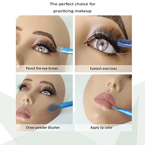 5D makeup Practice Face Board, Silicone Makeup Mannequin Face, Reusable Beginner Practice Eye Makeup Face, Eye Fake Silicone, Makeup Artist Full Face Practice Eyelash Eye Shadow Eyeliner Pen Simulatio