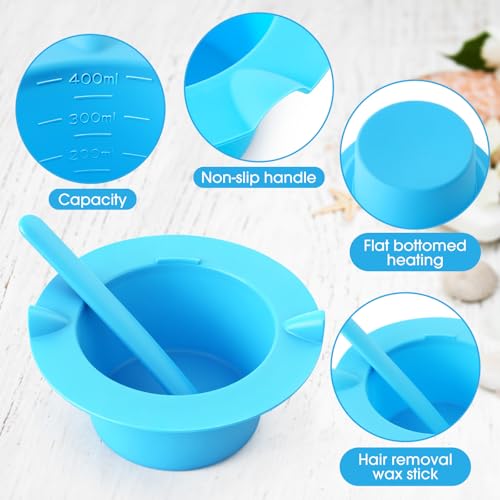 Silicone Wax pot Liner, Silicone Wax Bowl Warmer liner - non stick hair removal pot liner - with hair removal wax stick- Thickened version - [Blue]