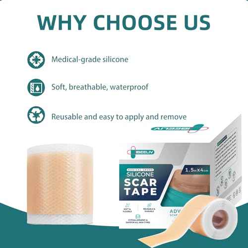 Silicone Scar Gel Sheets: Medical Grade Scar Tape for C Section Surgical Tummy Tuck Keloid Treatment?Scar Removal for Face and Skin
