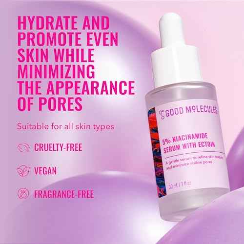 Good Molecules 5% Niacinamide Serum With Ectoin - Ultra Hydrating Serum to Target Enlarged Pores, and Acne - Moisturizing, Pore Minimizer for Face - Skin Care