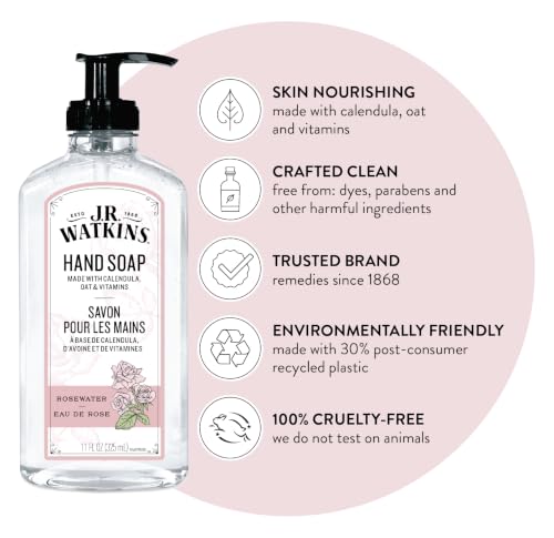 J.R. Watkins Rosewater Gel Hand Soap, 3 Pack 11 Fl Oz