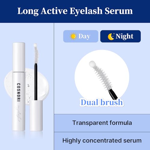 COSNORI Long Active Eyelash Serum - Korean Lash & Brow Growth 0.3oz