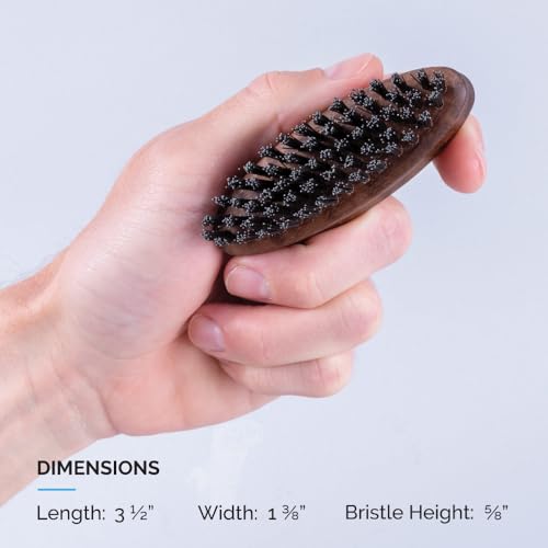 ZEUS Pocket Beard & Mustache Brush for Men, Travel Size Grooming Tool with Firm & Stiff Boar Hair Bristles for Beard Styling & Detangling (Made in Germany) N91