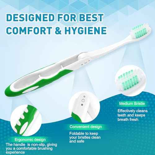 Navona 20 PCS Travel Toothbrush Set, Travel Size Toothbrush, Folding Mini Toothbrushes, Portable Individually Wrapped Bulk Toothbrushes, Medium Bristles for Camping, Hiking, School