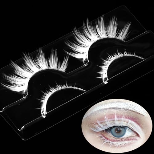 White False Lashes with Clear Band - Halloween & Cosplay Makeup