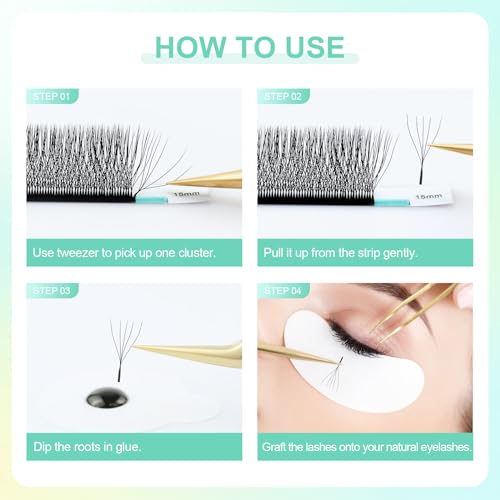 NAGARAKU 5D W Shape Eyelash Extension Supplies Natural Soft Volume 0.07mm D curl 10mm Premade Fans Faux Mink Matte Black Cluster Easy Fanning False Lashes