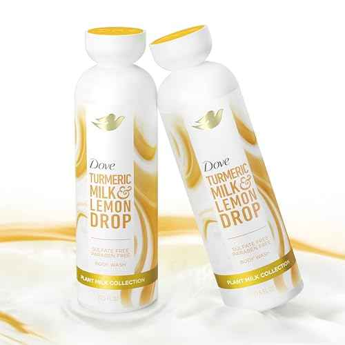 Dove Plant Milk Cleansing Body Wash Turmeric & Lemon for Moisturized Skin Gentle Cleanser, No Sulfates or Parabens, pH balanced 17.5 fl oz