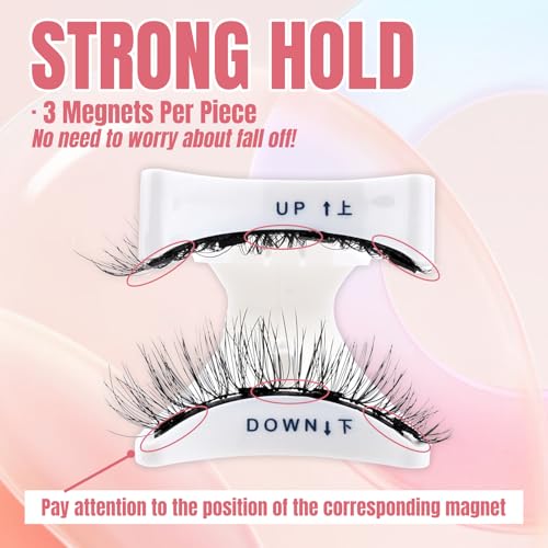 FADVAN Magnetic Eyelashes with Applicator, 2 Pairs Reusable Magnetic Lashes Natural Look, No Glue or Liner Needed False Eyelashes, Wispy Strip Lashes Clear Band Magnetic Lashes Kit (KS1+KS2)