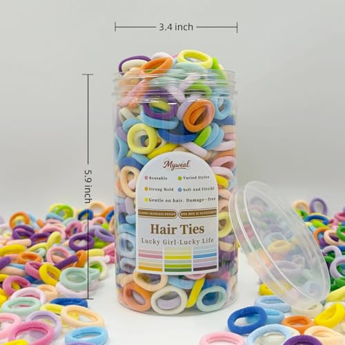 Myweal 500PCS Candy Color Baby Hair Ties No Damage Toddler Hair Bands for Little Girls