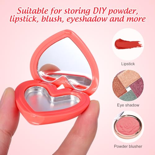 4Pcs Empty Heart Shape Eyeshadow Lipstick Palette Makeup Palette with Mirror Empty Makeup Containers for Young Teens, Girls or Women Valentines Present